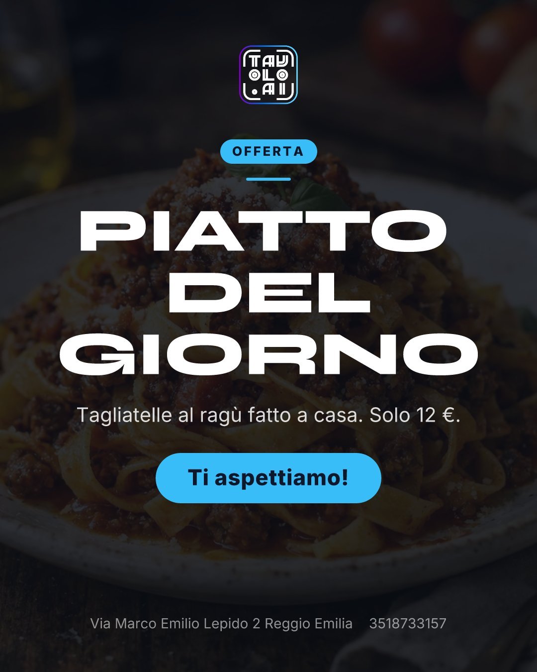 Locandina del piatto del giorno creata con OnderaAI